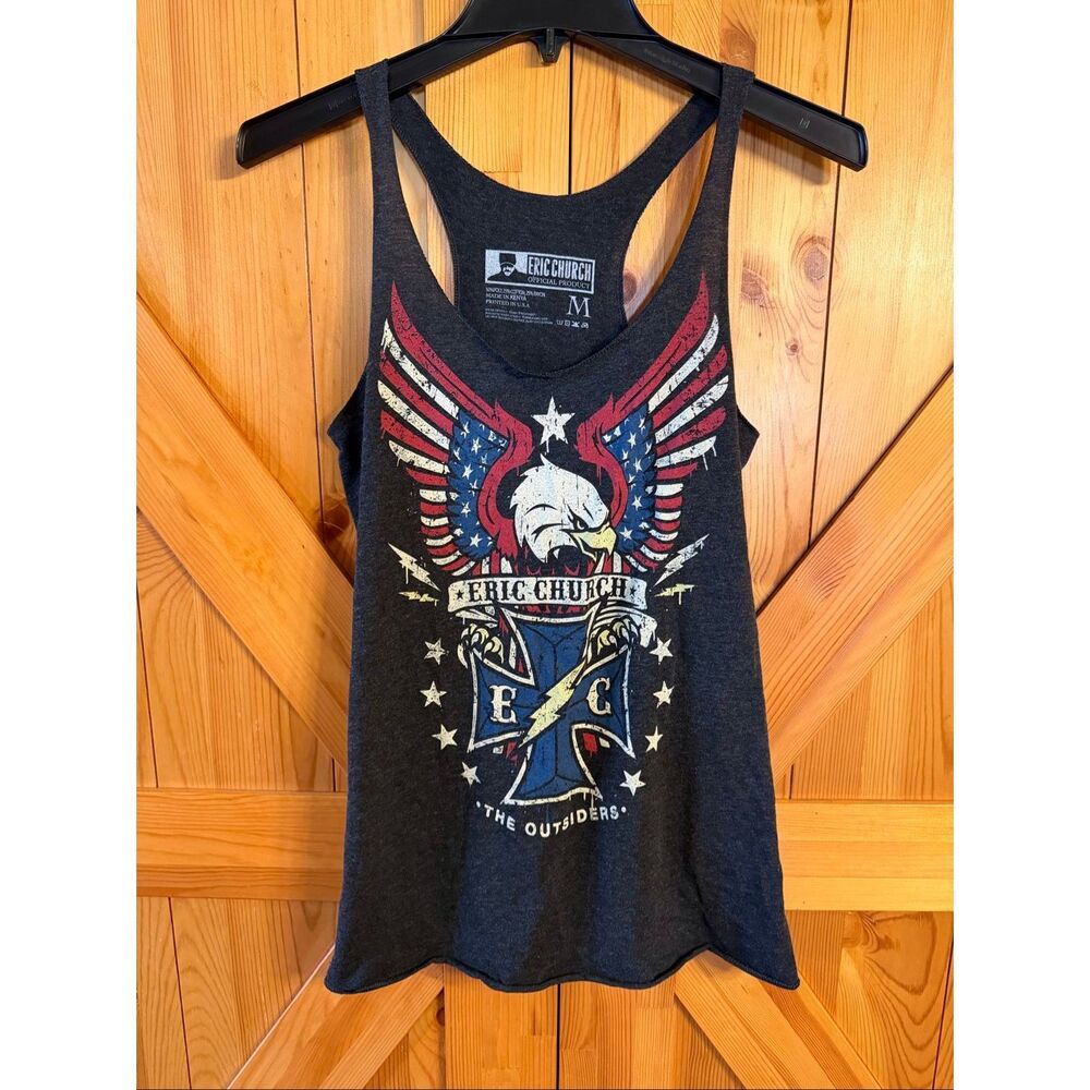 Eric Church Women’s The Outsiders Tour Graphic Racerback Top Size Medium (7331)